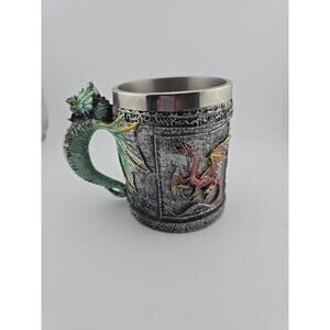 Green Dragon Mug Serpent Handle Medieval Collectible Stein Home Decor Goth NIB